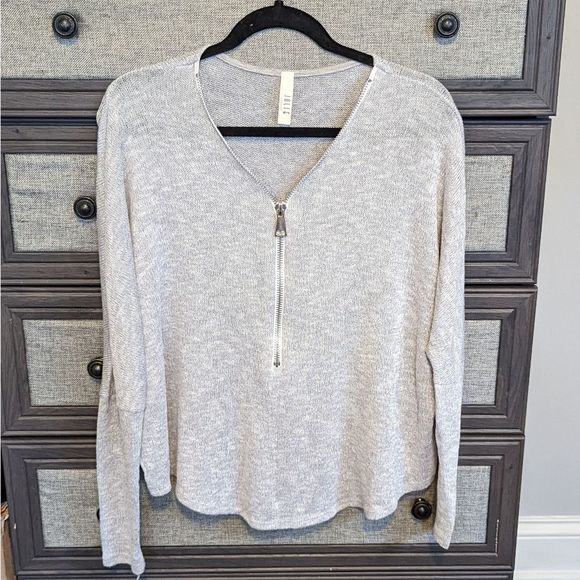 Jolie Tops - Gray Knit Zipper Dolman Top